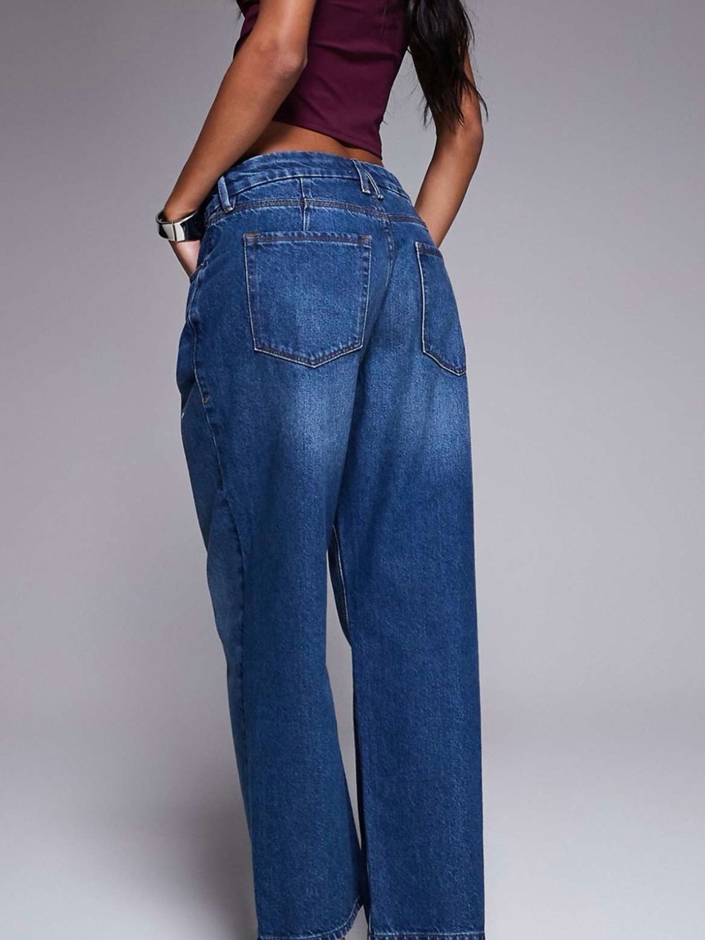 Good American Good 90s Cropped Relaxed Jeans In Dark Blue NWT Size 12 - Picture 2 of 11